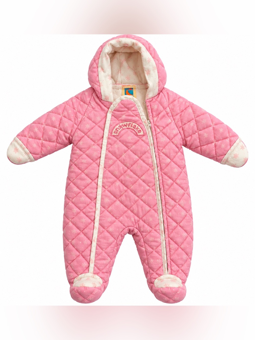 Vintage 1980s Quilted Pink Baby One-Piece Snowsuit